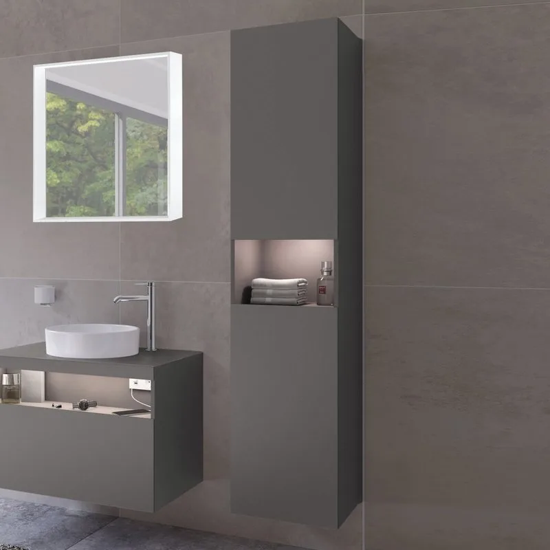 Шкаф-пенал для ванной Keuco Stageline 32831 R, инокс матовый, с подсветкой Sancos — официальный сайт