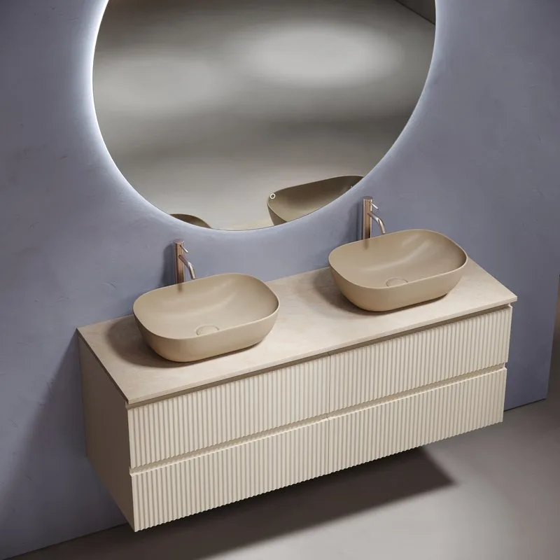 Тумба с раковиной Sancos Snob R 140 beige soft, столешница бежевая TT140A2X, раковина CN6009MC Sancos — официальный сайт