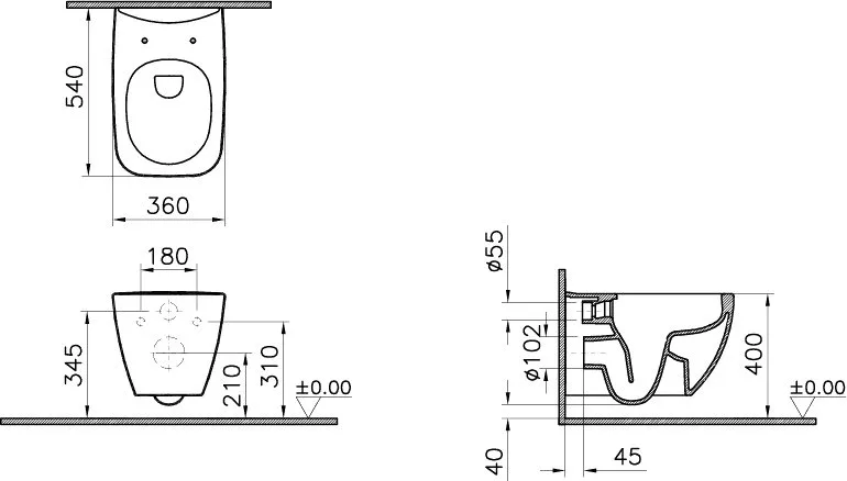 Унитаз подвесной VitrA Shift 7742B003-0075 339 с микролифтом, безободковый, глянцевый белый Sancos — официальный сайт