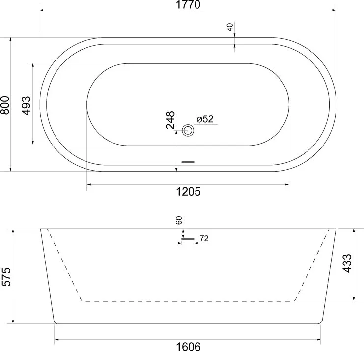 Акриловая ванна BelBagno BB109-177-80 без опоры 175x80 см, отдельностоящая, белая, овальная, со слив Sancos — официальный сайт