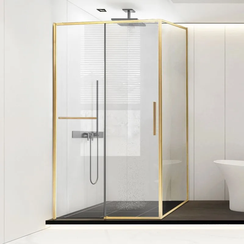 Душевой уголок Vincea Slim Soft VSR-1SS1015CLG 150х100, профиль брашированное золото, стекло прозрач Sancos — официальный сайт