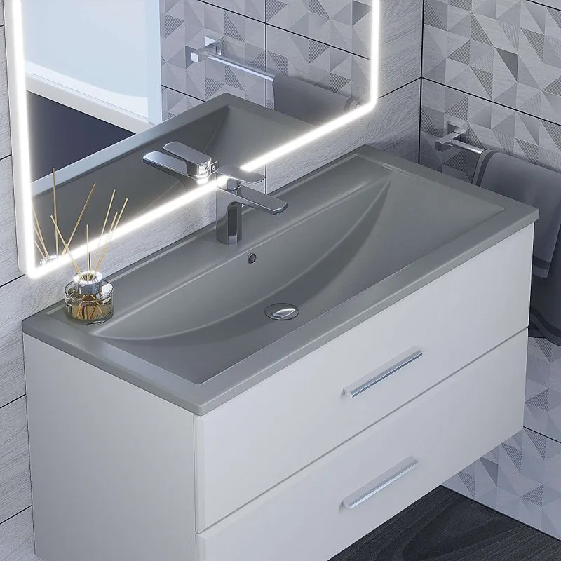 Мебельная раковина Uperwood Foster Quartz 291030045 100 см, матовая серая, бетон Sancos — официальный сайт