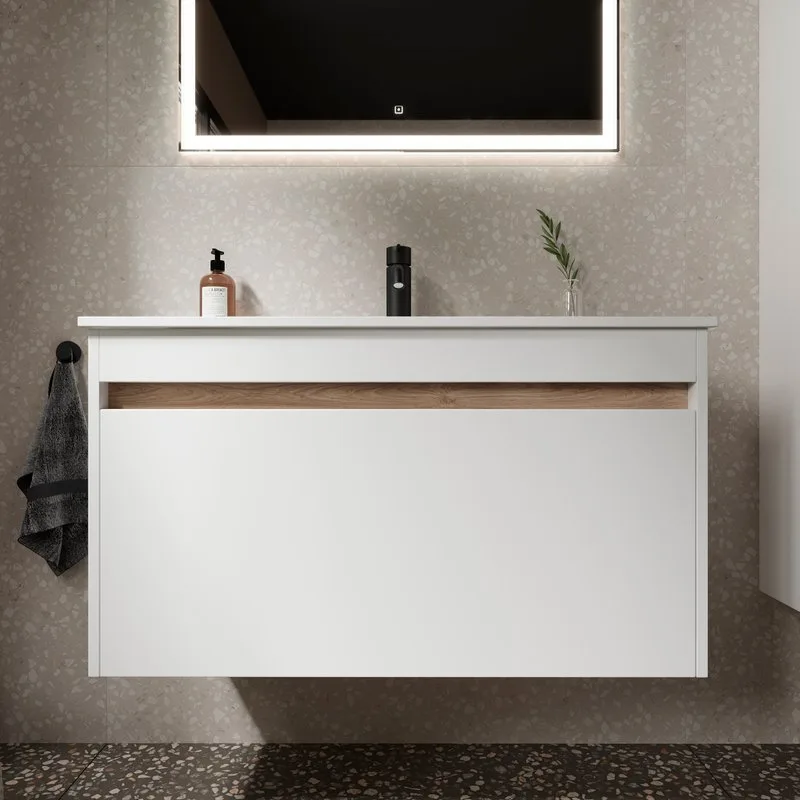Тумба с раковиной Sancos Smart 90 см белый глянец Sancos — официальный сайт