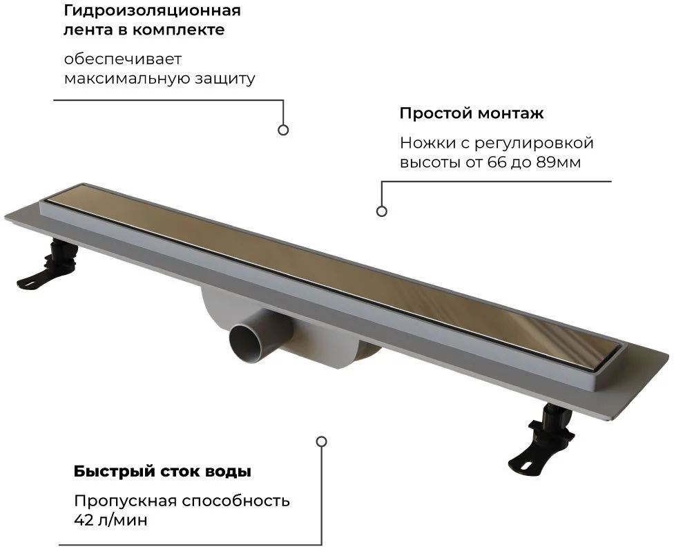 Душевой трап (лоток) RGW Drain Leo-11, хром, 80 см Sancos — официальный сайт