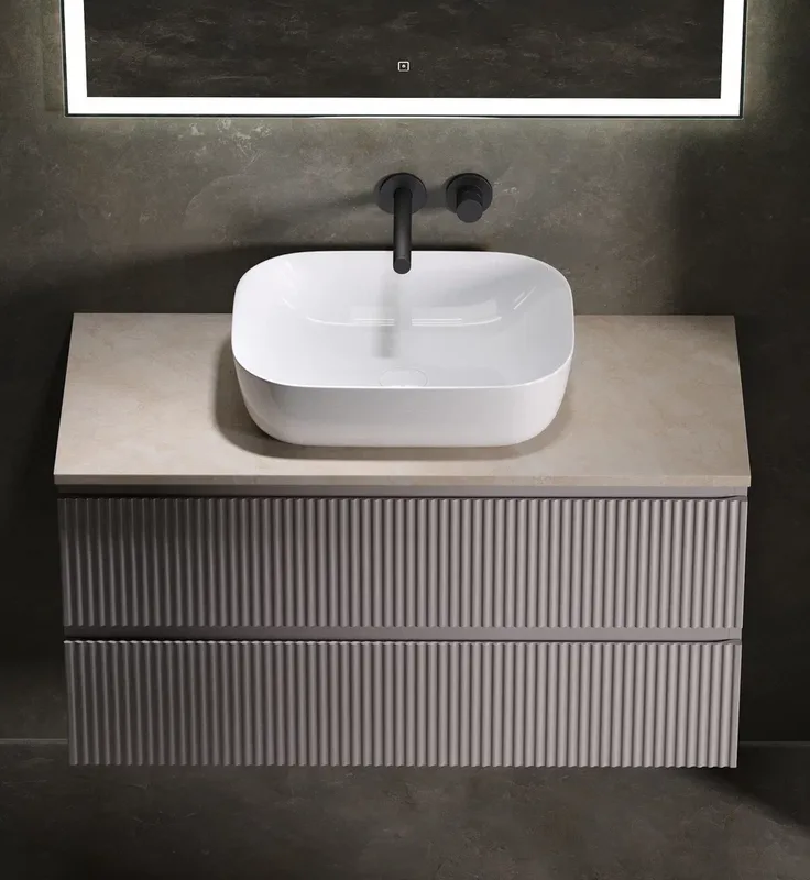 Тумба с раковиной Sancos Snob R 100 см, doha soft, столешница бежевая, раковина CN6008 Sancos — официальный сайт