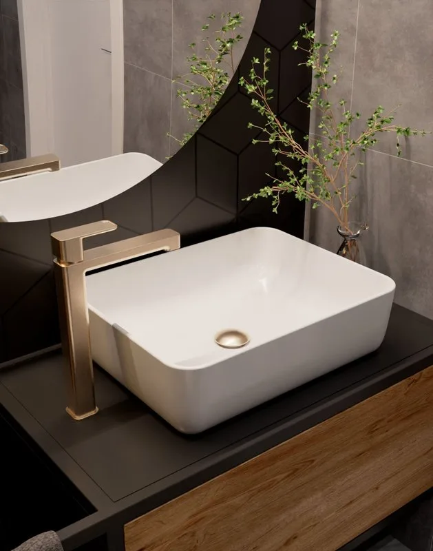 Смеситель для раковины высокий шлифованное золото, AQUAme Parma AQM6614BG Sancos — официальный сайт