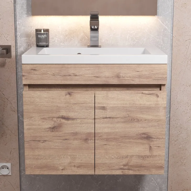 Тумба под раковину без столешницы Uperwood Eva 50 подвесная, 2 дверцы, крафт табачный Sancos — официальный сайт