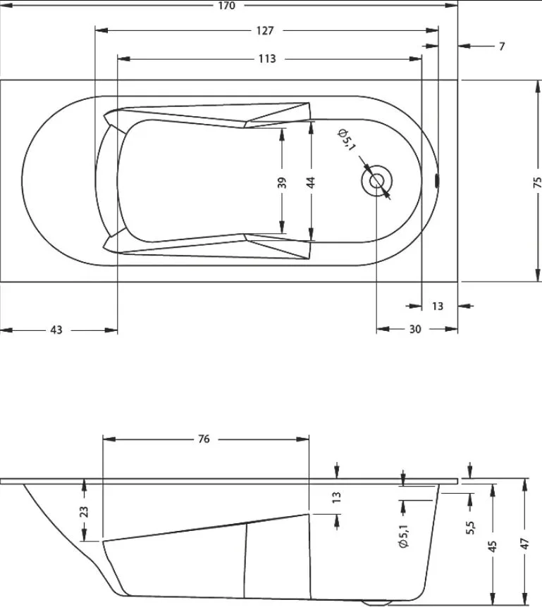 Акриловая ванна Riho Bathtubs Lazy B078001005 без опоры 170x75 см, левая, пристенная, eurowhite Sancos — официальный сайт