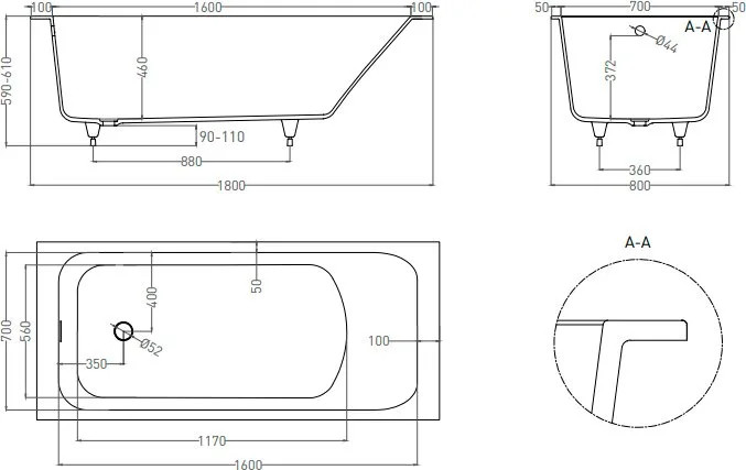 Ванна из искусственного камня Salini Orlanda S-Stone 180x80 см, встраиваемая, матовая белая, на ножк Sancos — официальный сайт