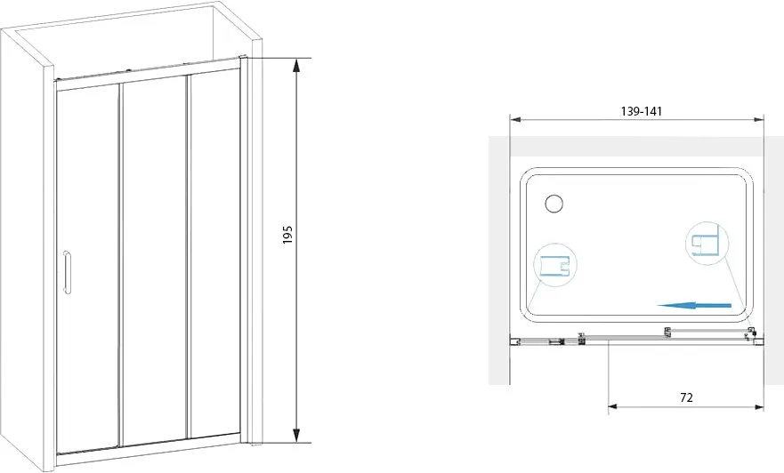 Душевой уголок RGW Passage PA-13+80 см (139-141)x80x195 профиль хром, стекло прозрачное Sancos — официальный сайт
