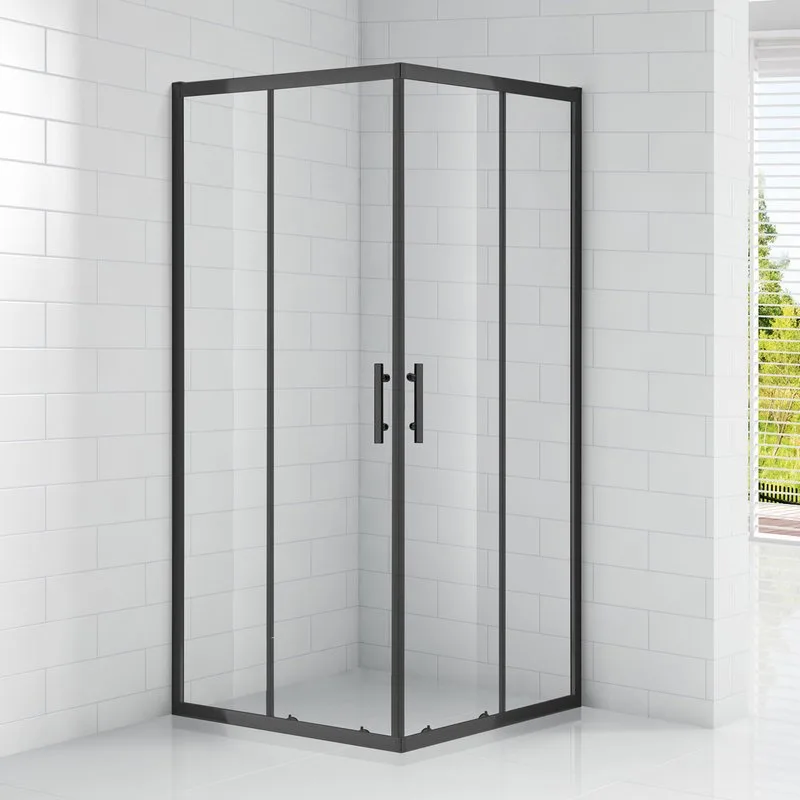 Душевой уголок Cezares Eco O-A-2 100x100, профиль матовый черный, стекло прозрачное Sancos — официальный сайт