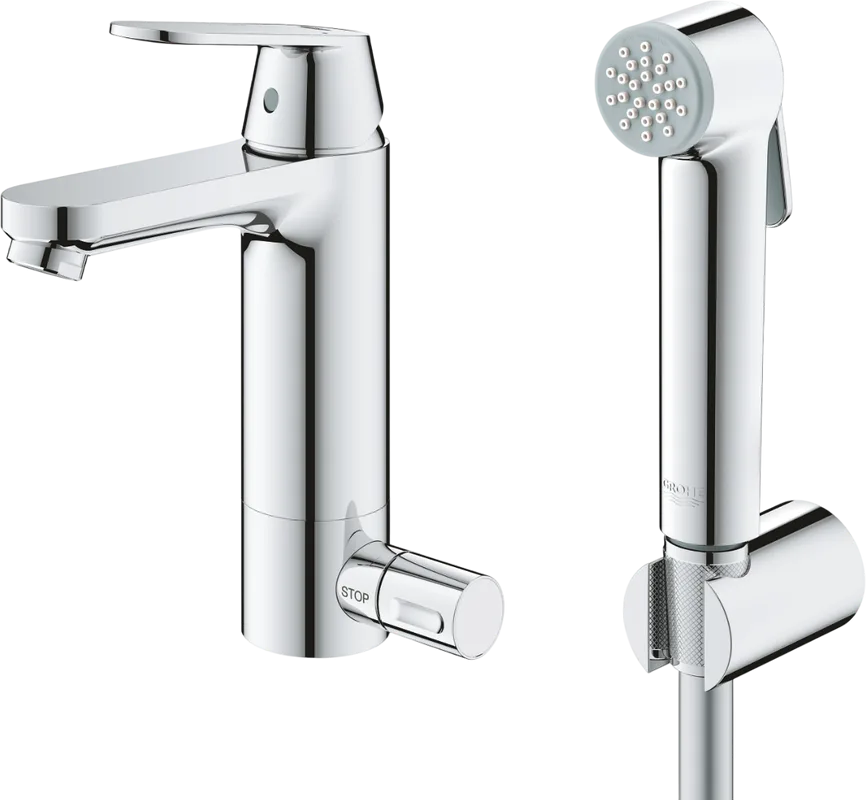 Смеситель для раковины Grohe 24191000 с гигиеническим душем, хром Sancos — официальный сайт