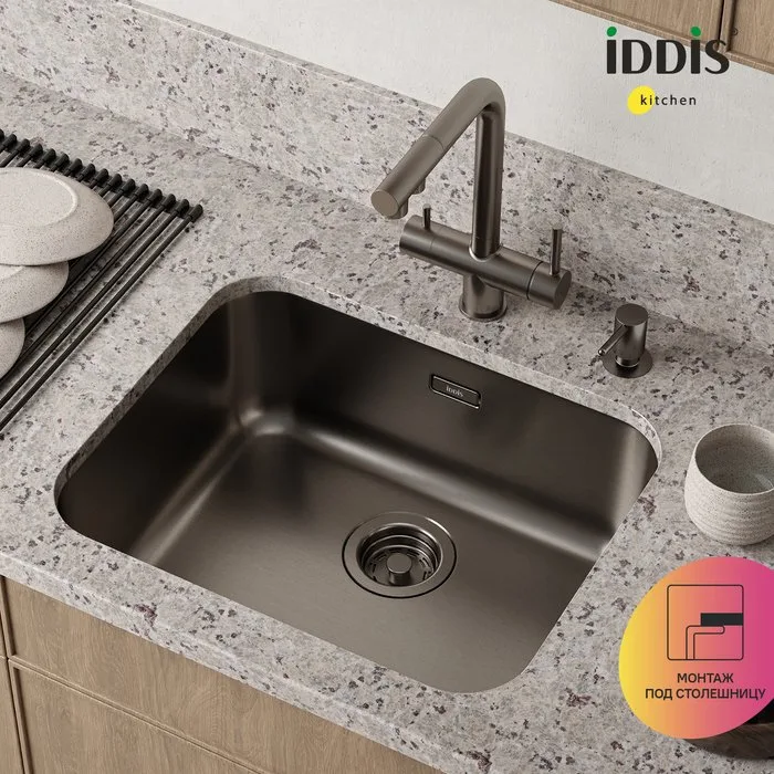 Мойка кухонная IDDIS Mate MAT53GMi77 графит Sancos — официальный сайт