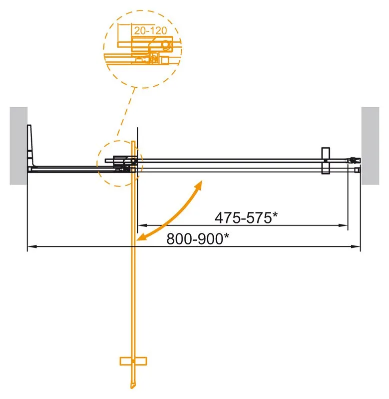 Душевая дверь в нишу Cezares Slider B 1 80/90 C GM профиль оружейная сталь, стекло прозрачное Sancos — официальный сайт