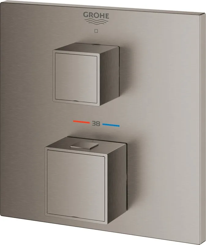 Термостатический смеситель встраиваемый Grohe Grohtherm Cube 24153AL0 для душа, темный графит Sancos — официальный сайт