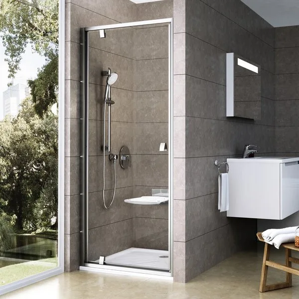 Душевая дверь в нишу Ravak Pivot PDOP1-80 Transparent, профиль сатин Sancos — официальный сайт