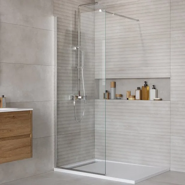 Душевая перегородка BelBagno Kraft 80 см, профиль хром, стекло прозрачное Sancos — официальный сайт