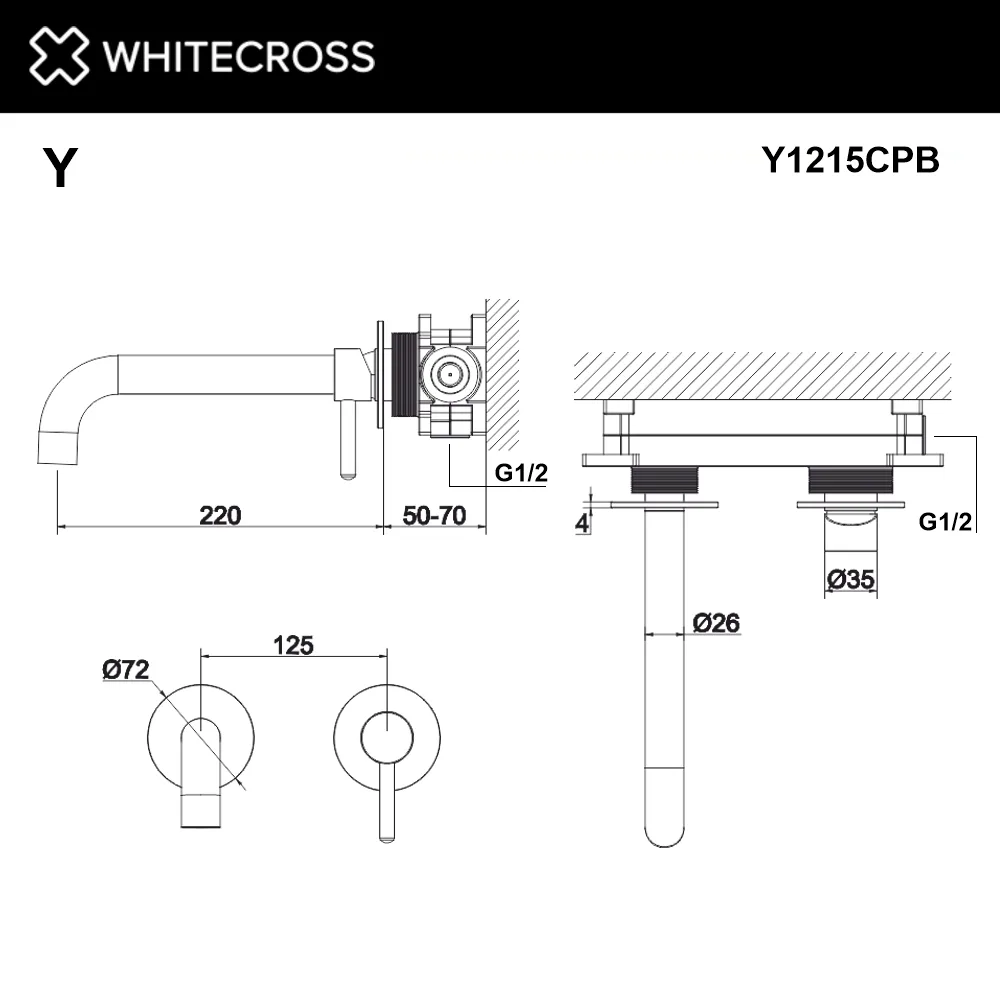 Смеситель для раковины WHITECROSS Y Y1215CPB С ВНУТРЕННЕЙ ЧАСТЬЮ, брашированная медь Sancos — официальный сайт