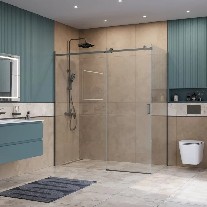 Душевой уголок BelBagno Soft Close-2 AH-1-180/90-C-GM профиль оружейная сталь Sancos — официальный сайт