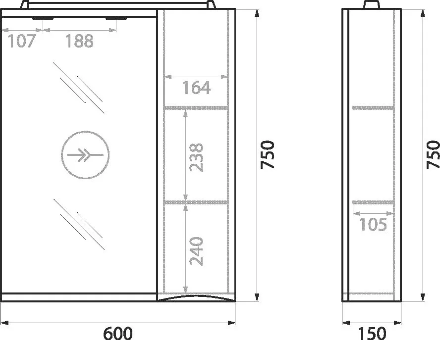 Зеркало BelBagno Marino 60 R 60 Sancos — официальный сайт