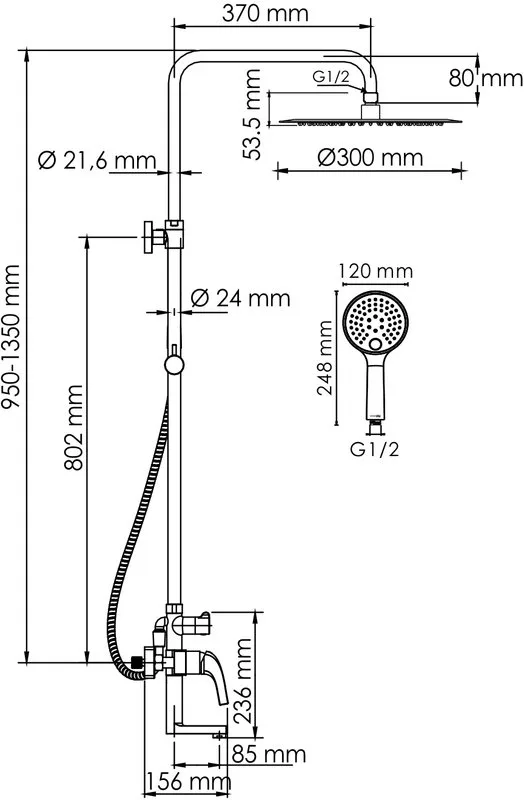 Душевая стойка Wasserkraft Sauer A171.263.207.PG, золото Sancos — официальный сайт