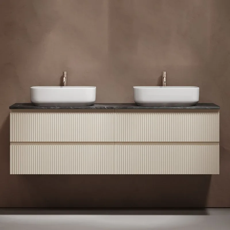 Тумба с раковиной Sancos Snob R 160 beige soft, столешница черный мрамор TT160A1X, раковина CN5043 Sancos — официальный сайт