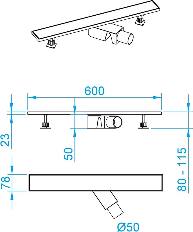 Душевой трап (лоток) RGW Shower Drain SDR-22B 60 см, черный Sancos — официальный сайт