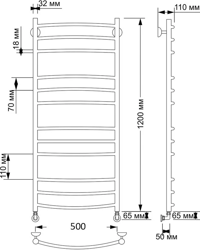 Полотенцесушитель водяной Secado Милан 3 50x120 бронза Sancos — официальный сайт