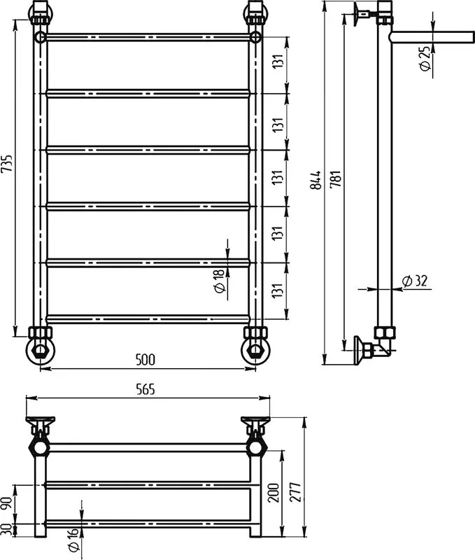 Полотенцесушитель водяной Двин FJ 80/50 К1, 1"-1/2" полированный хром Sancos — официальный сайт
