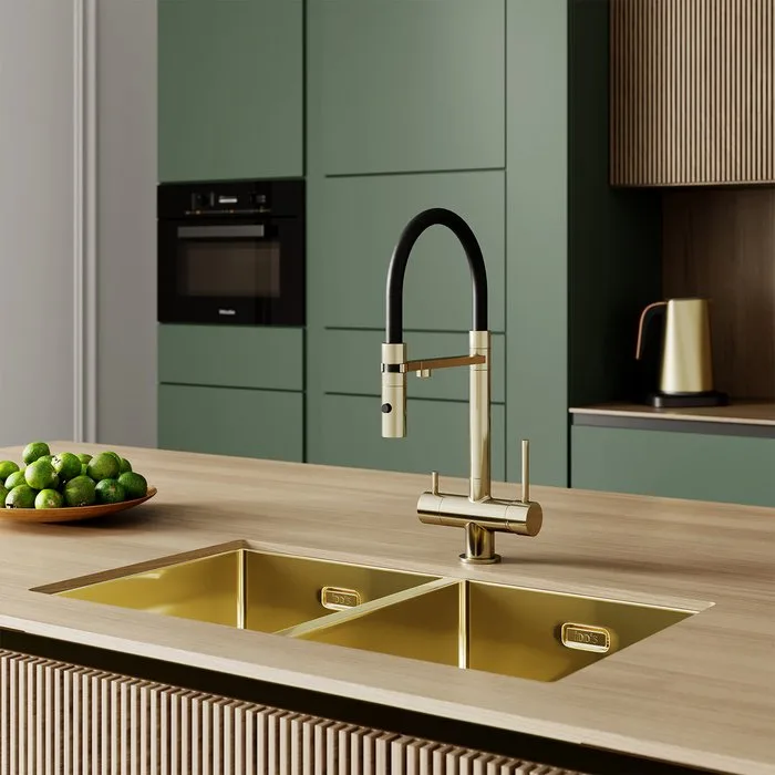 Смеситель для кухни IDDIS Ace ACEMGFFi05 матовое золото, с гибким изливом Sancos — официальный сайт