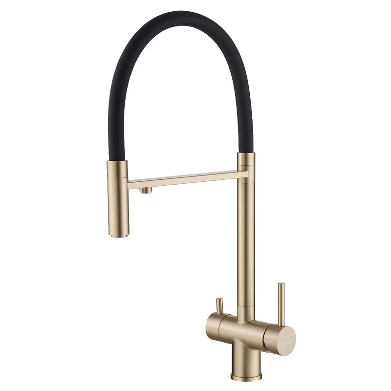 Смеситель для кухни Abber Wasser Kreis AF81141G, с гибким изливом, матовое золото Sancos — официальный сайт
