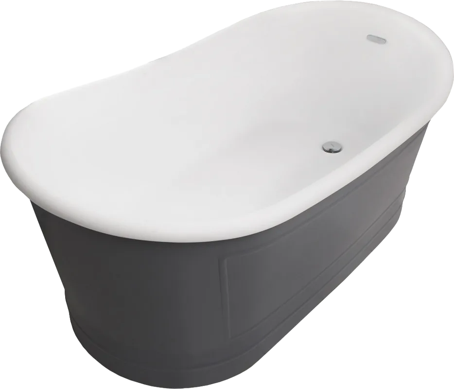 Акриловая ванна BelBagno BB32-CF36 170x90 см, левая, отдельностоящая, серая матовая, овальная, на но Sancos — официальный сайт