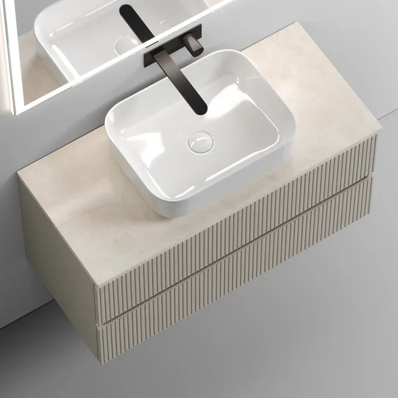 Тумба с раковиной Sancos Snob T 100 см, beige soft, столешница бежевая, раковина CN6011 Sancos — официальный сайт