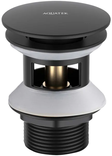 Донный клапан для раковины AQUATEK AQ6002MB с переливом, матовый черный Sancos — Оригинал