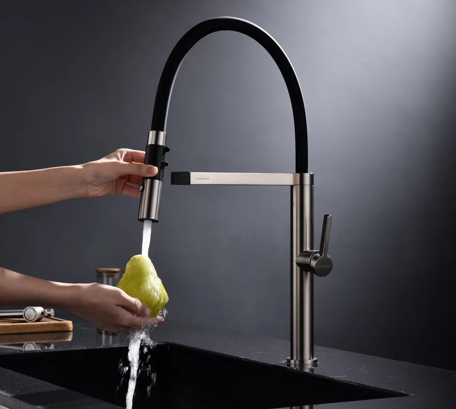 Смеситель для кухни Paulmark Leader Le214101-NI с гибким изливом, никель Sancos — официальный сайт