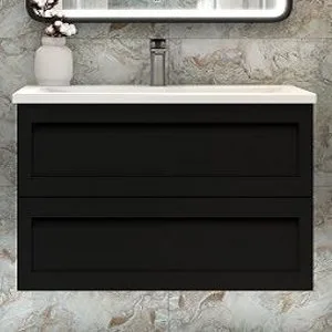 Тумба под раковину без столешницы Art&Max Platino 100, подвесная, черная матовая Sancos — официальный сайт