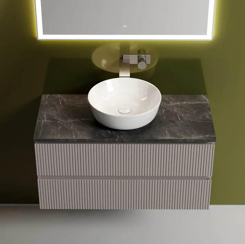 Тумба с раковиной Sancos Snob T 100 см, doha soft, столешница черный мрамор, раковина CN6013 Sancos — официальный сайт