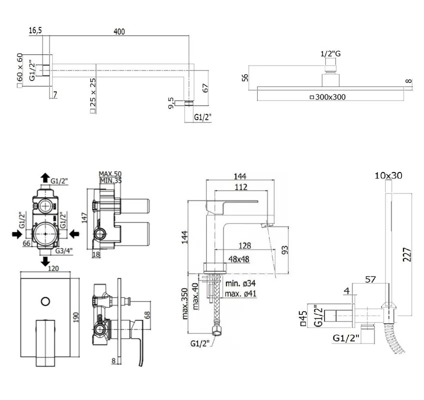 Комплект для ванной Paffoni Elle KITEL015CR071KING С ВНУТРЕННЕЙ ЧАСТЬЮ, верхний душ 30 см, хром Sancos — официальный сайт