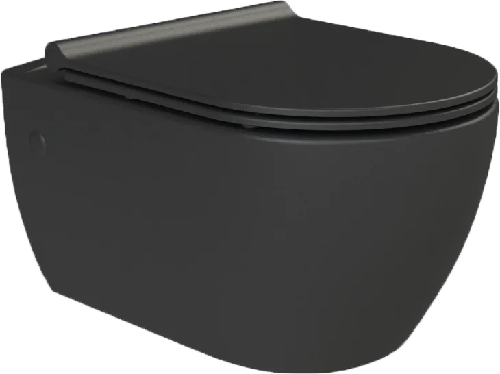 Унитаз подвесной Boheme Nero 961-SET-B безободковый, с микролифтом, черный матовый Sancos — официальный сайт