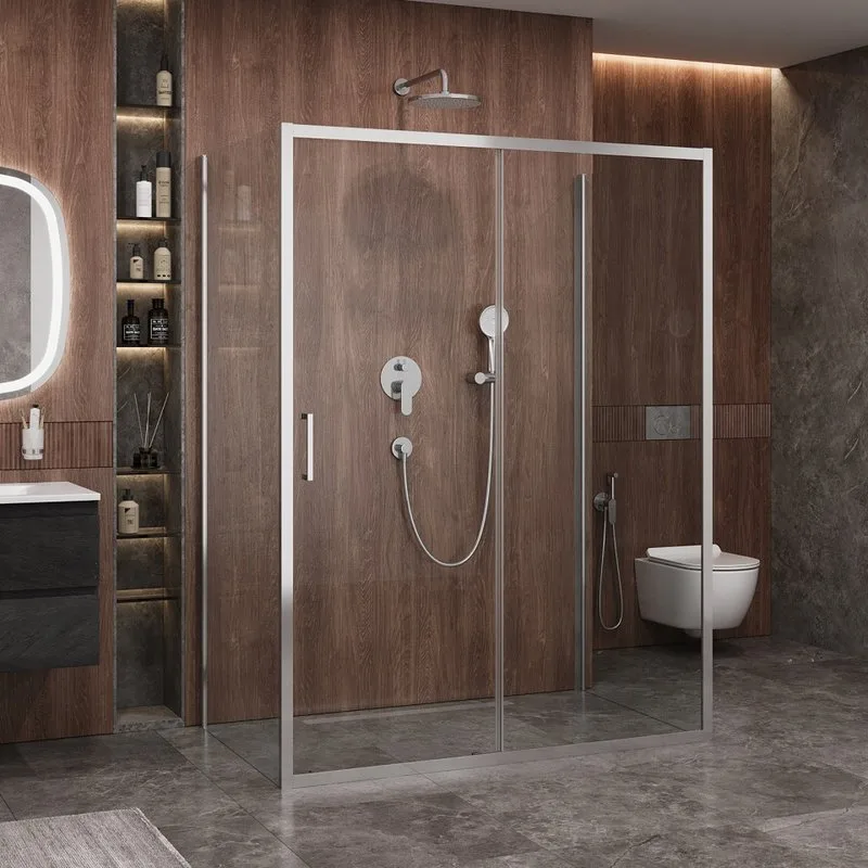 Душевой уголок Cezares Molveno AH-12 150х90 см, профиль хром, стекло прозрачное Sancos — официальный сайт