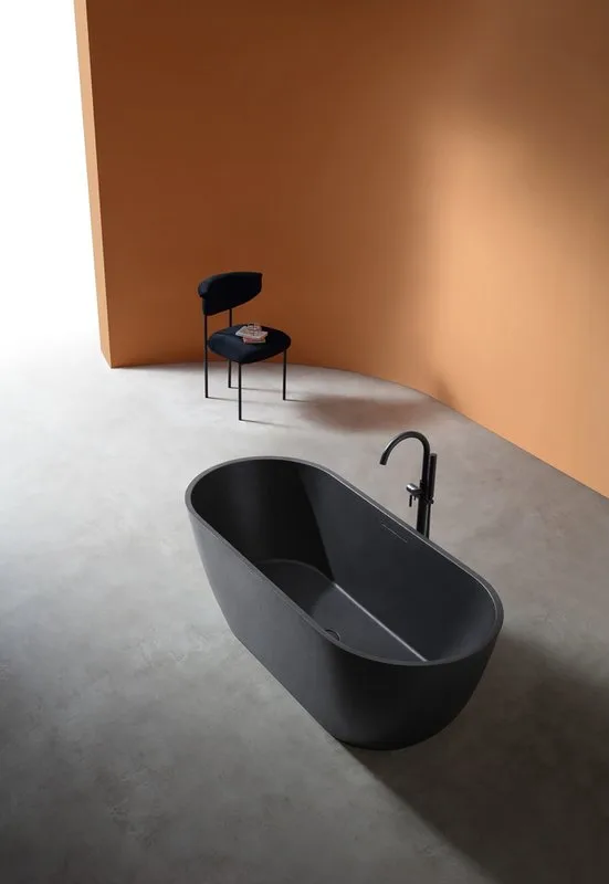 Ванна из искусственного камня Abber Frankfurt 170x75 см, отдельностоящая, черная, овальная, со сливо Sancos — официальный сайт