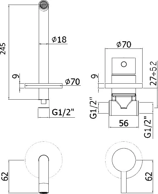 Смеситель для раковины Paffoni Light LIG007BO70 С ВНУТРЕННЕЙ ЧАСТЬЮ Sancos — официальный сайт
