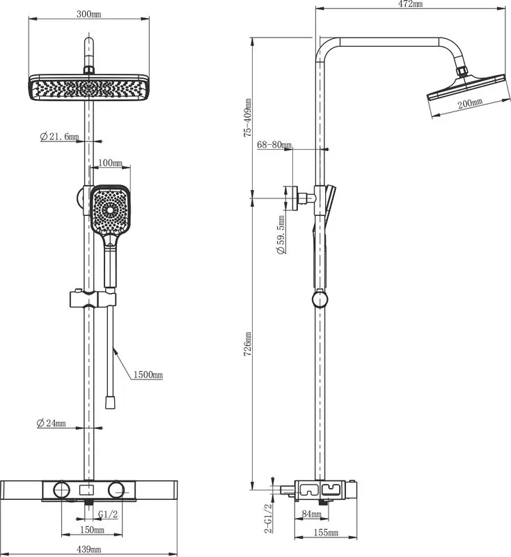 Душевая стойка Wonzon & Woghand Shelf WW-B3552-MW, матовая белая Sancos — официальный сайт
