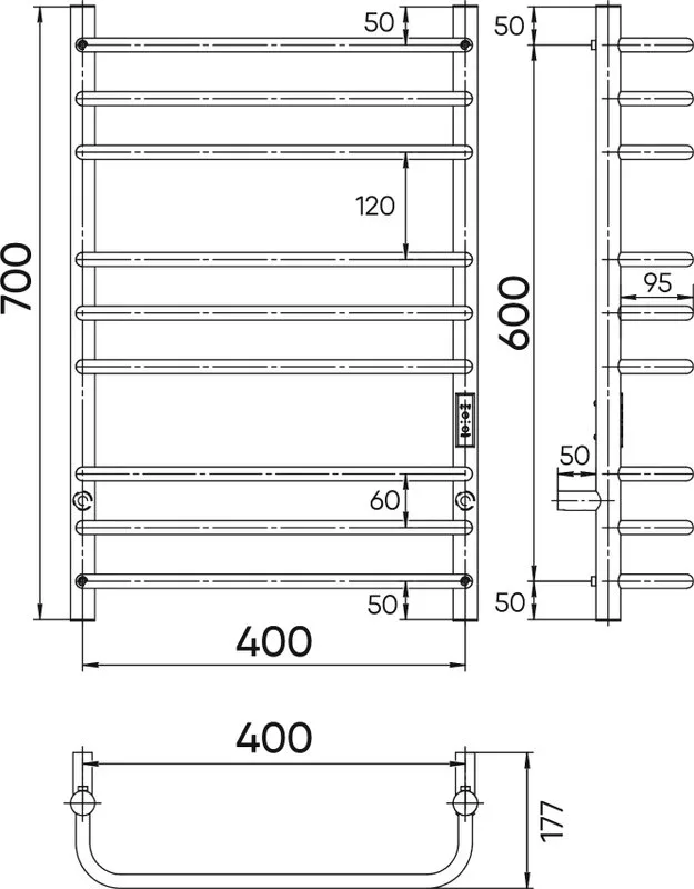 Полотенцесушитель электрический Indigo Brace Lux LCBLE70-40Rt серебристый Sancos — официальный сайт