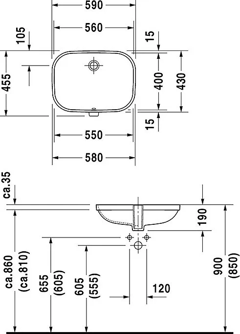 Раковина Duravit D-code 0338560000 встраиваемая снизу Sancos — официальный сайт