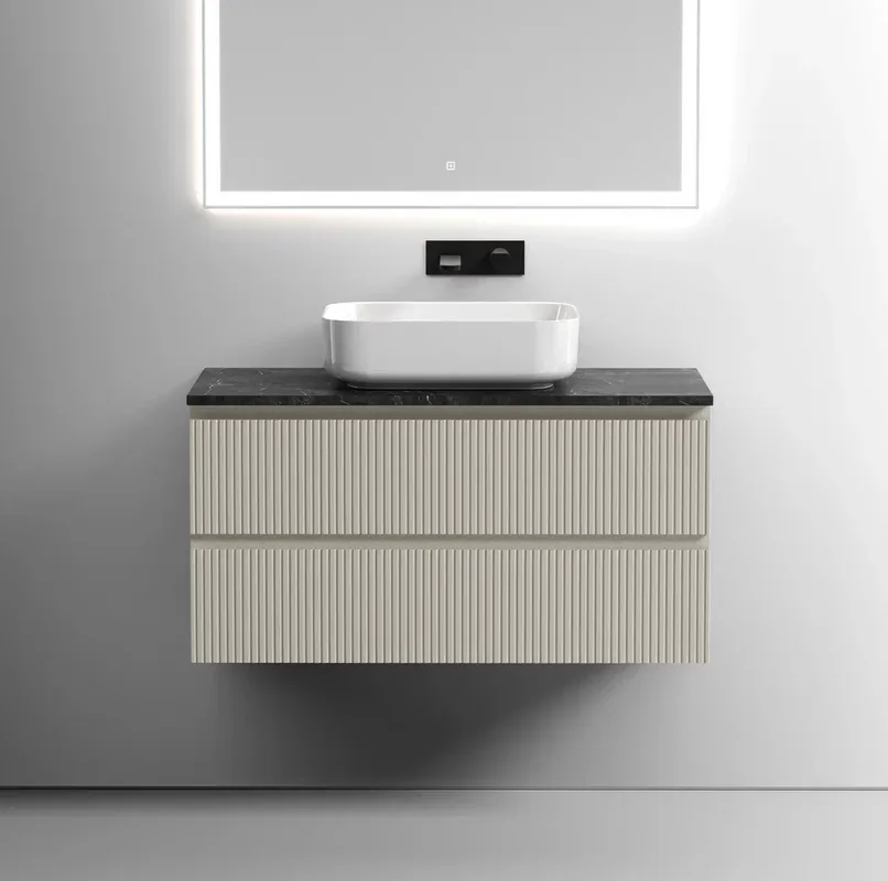 Тумба с раковиной Sancos Snob T 100 см, beige soft, столешница черный мрамор, раковина CN6011 Sancos — официальный сайт