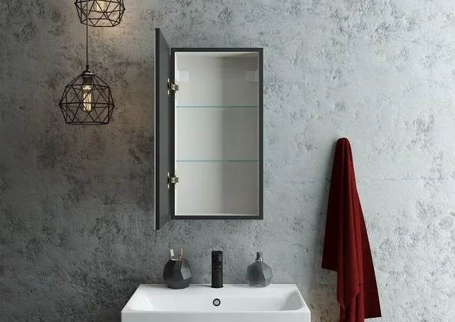 Зеркало-шкаф Art&Max Techno 35 L с подсветкой, черное Sancos — официальный сайт