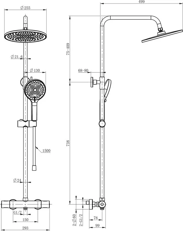 Душевая стойка Wonzon & Woghand INN 1 WW-B3013-T1-BG, брашированное золото Sancos — официальный сайт