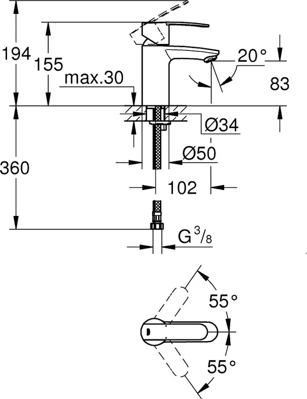 Смеситель для раковины Grohe Wave Cosmopolitan 23225000 Sancos — официальный сайт
