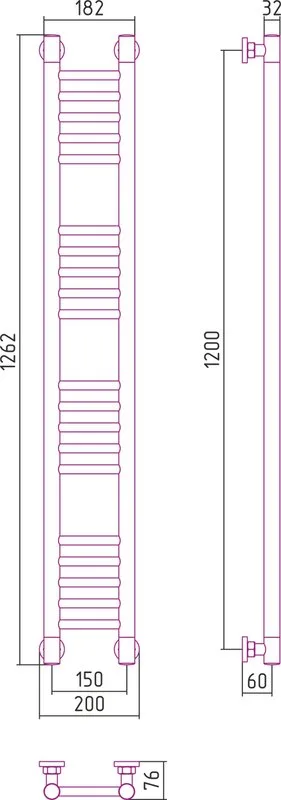 Полотенцесушитель водяной Сунержа Богема + 120x15, прямая Sancos — официальный сайт